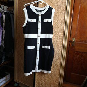 ENDLESS ROSE Knit Mini Dress Size XL Minimalist Classic Black White